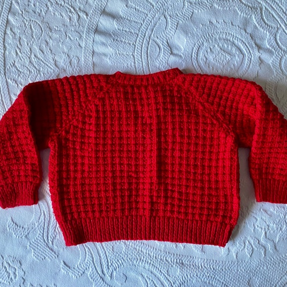 Vintage Red Hand Knit 18-24 Months Baby Sweater - Picture 7 of 7